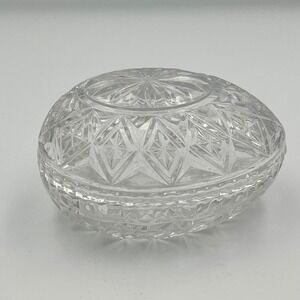 Crystal Egg Trinket‎ Box Clear Cut Glass Decorative Container Stash Jewelry